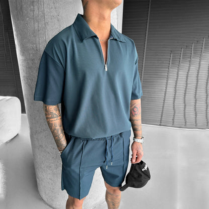 Kris – Casual Zipper Polo and Shorts Set