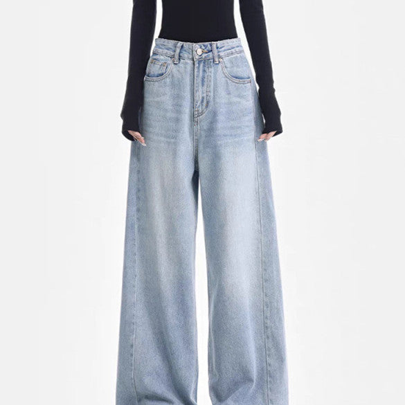 Melanie – Light Blue High Waist Retro Straight Pants