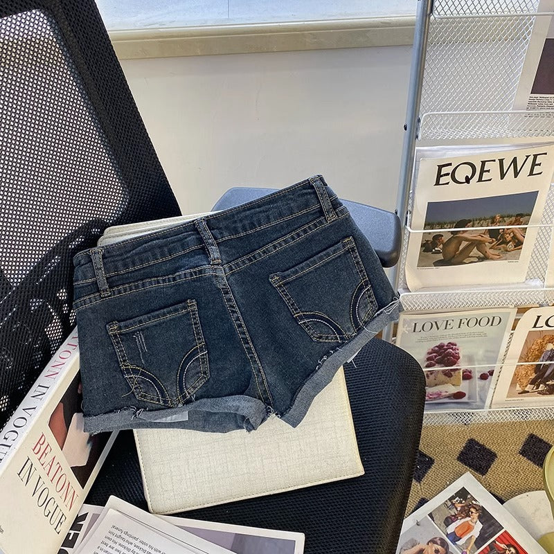 Georgina – Low Waist Denim Super Short Shorts