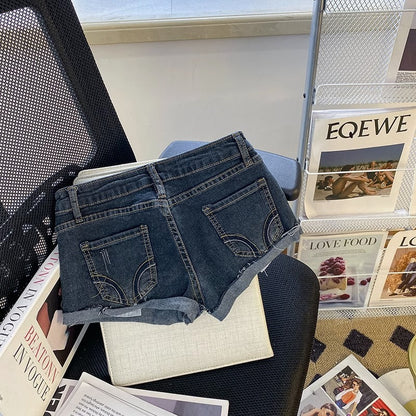 Georgina – Low Waist Denim Super Short Shorts