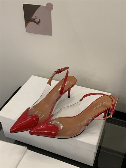 Mary – Pointed Transparent High Heels with Buckle