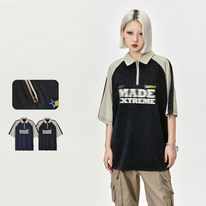 Giles – Retro Contrast Half-Zip Polo