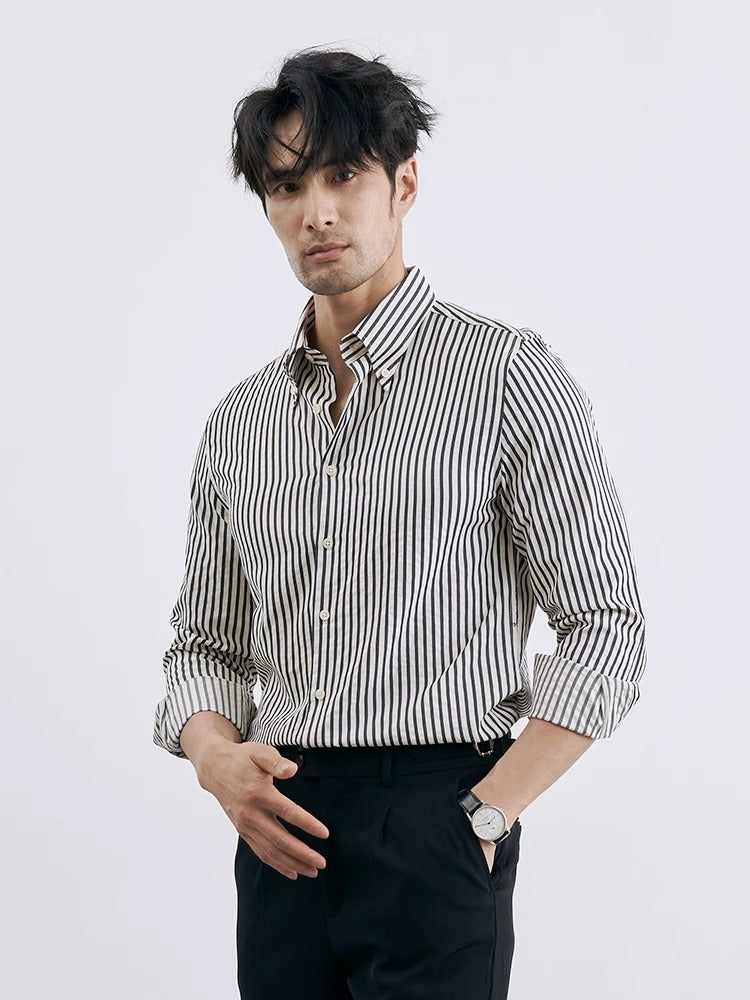 Thomas – Men's Trendy Vegan Leather Striped Cardigan