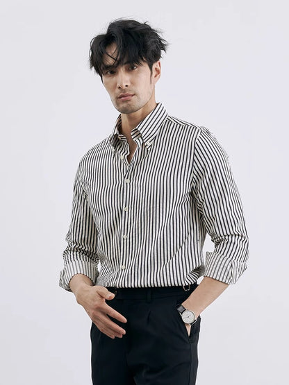 Thomas – Men's Trendy Vegan Leather Striped Cardigan