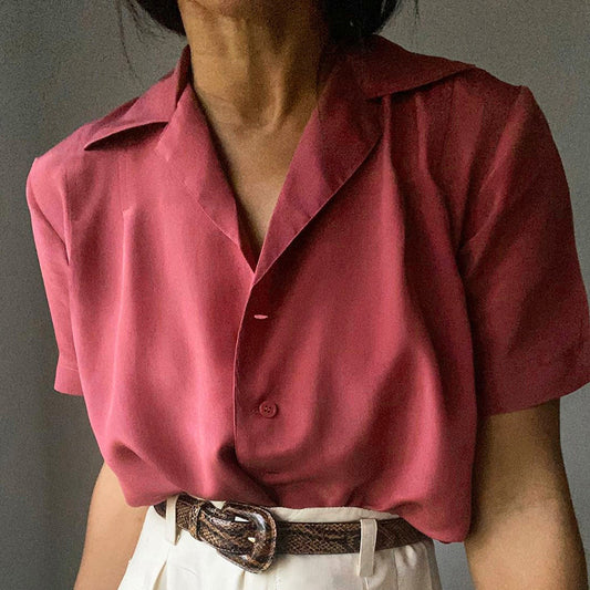 Heather – Retro Polo Collar Short-Sleeved Shirt