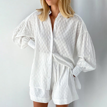 Katy – Jacquard Bubble Sleeve Casual Suit
