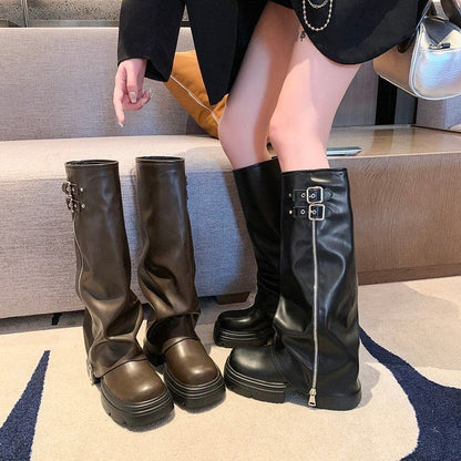 Kelly – Chunky Heel Pantyhose Boots