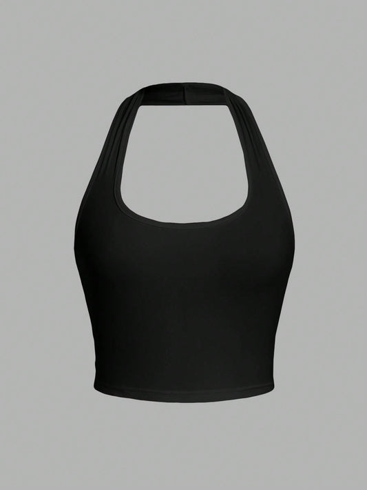Jade – Cropped Halter Neck Slim Fit Tank Top