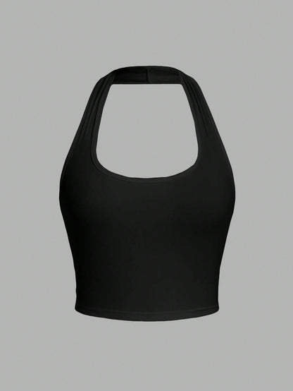 Jade – Cropped Halter Neck Slim Fit Tank Top