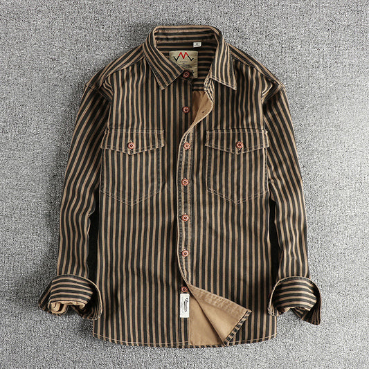 Gordon – Men's Retro Striped Long-Sleeved Shirt