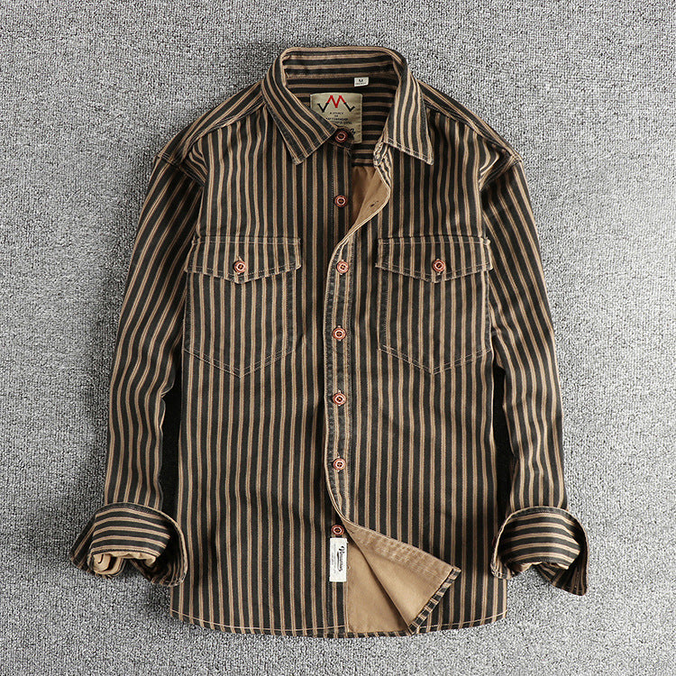 Gordon – Men's Retro Striped Long-Sleeved Shirt
