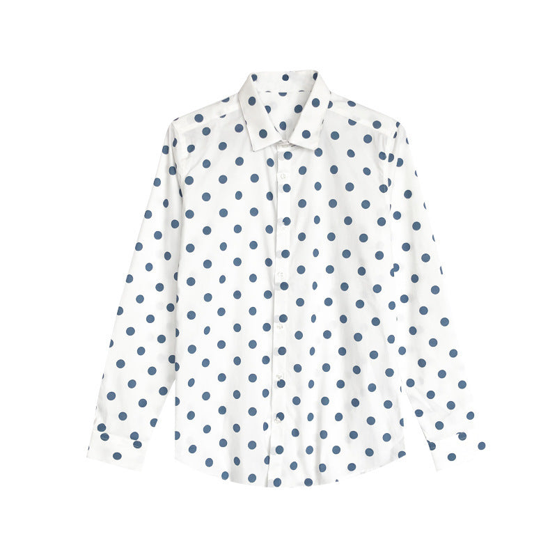 Jacob – Loose Silk Off Shoulder Shirt with Polka Dots