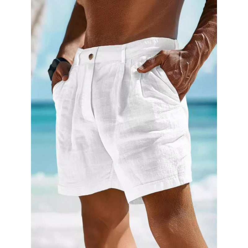 Samuel – Men's Linen Shorts with Button Pocket
