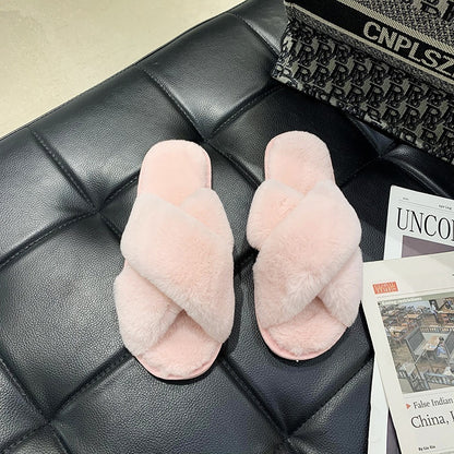 Kathleen – Fluffy Open Toe Vegan Slippers