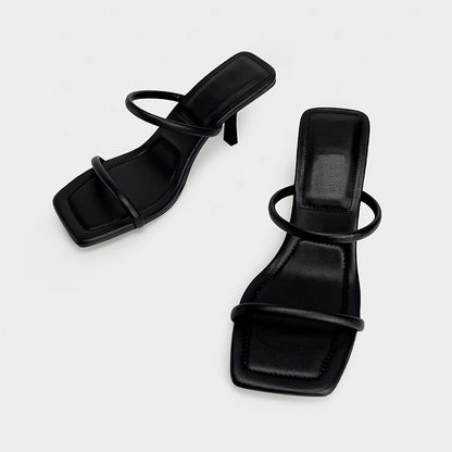 High Heels Outside Wear Flip-flops Women's Thin Heels Sexy One Line Strap Roman Sandals