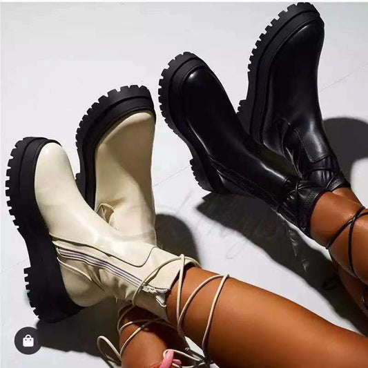 Amanda – Vegan Leather Platform Ankle Boots