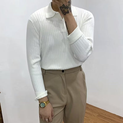 Steven – Men's Long Sleeve Knitted Polo Sweater
