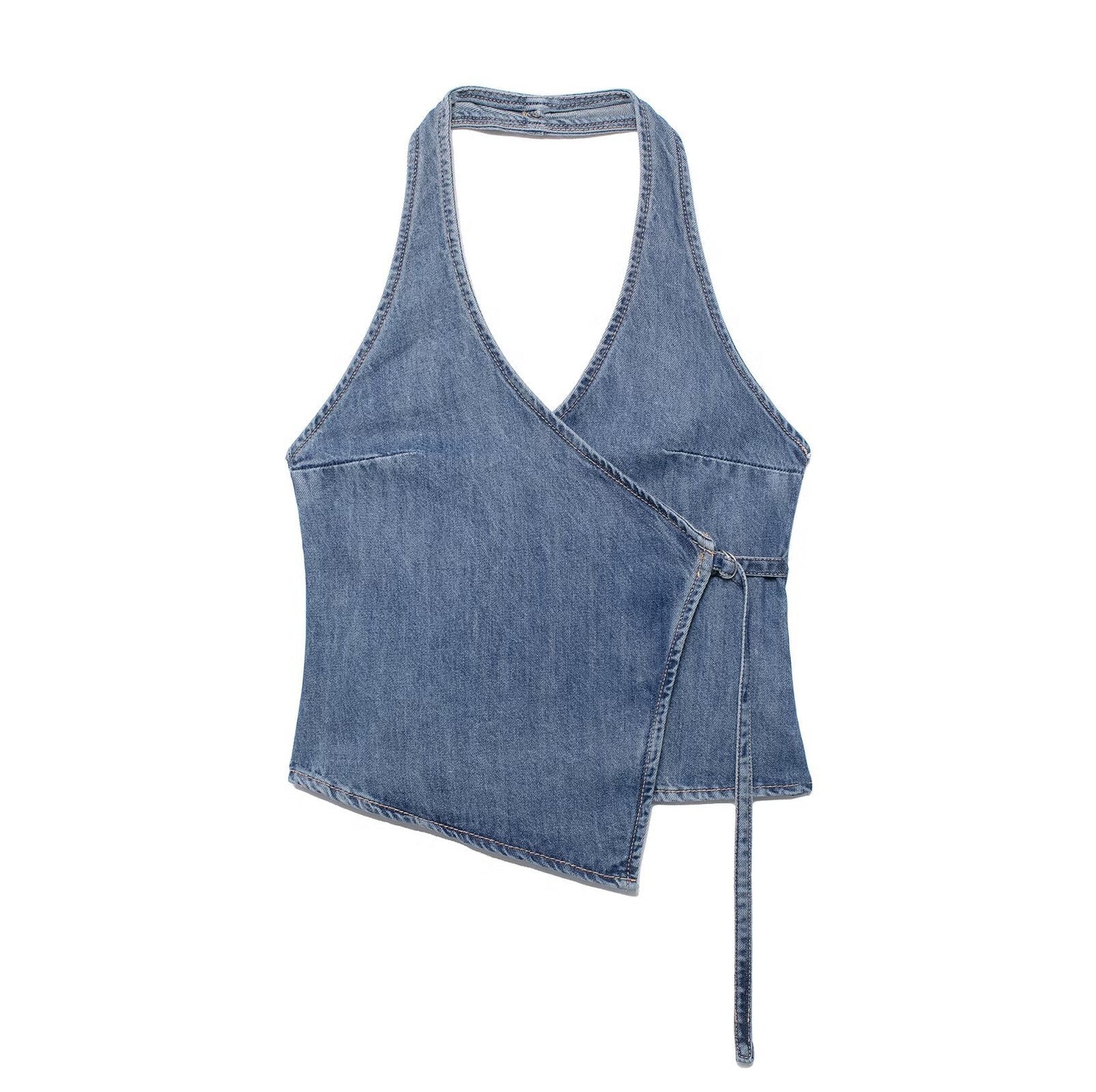 Alice – Summer Denim Hanging Collar Top