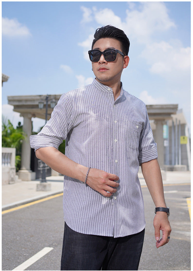Francis – Casual Striped Stand Collar Shirt