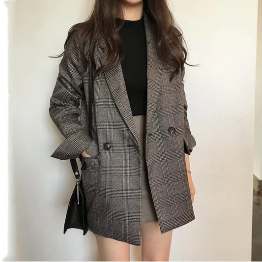 Brenda – Vintage Plaid Blazer
