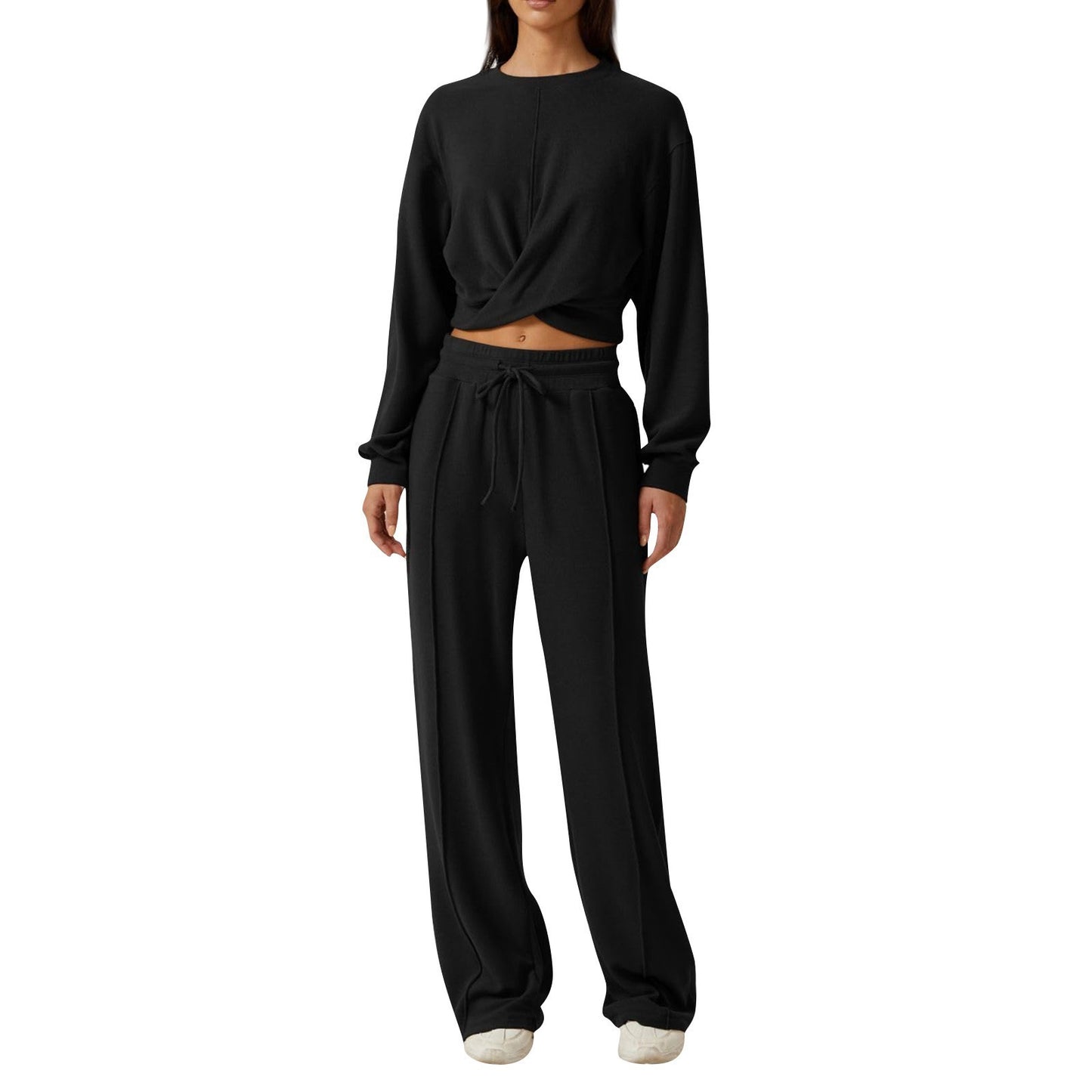 Melanie – Casual Wide-Leg Sweatpants with Front Fold Sweatshirt