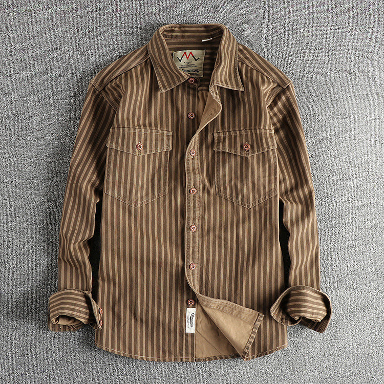 Gordon – Men's Retro Striped Long-Sleeved Shirt