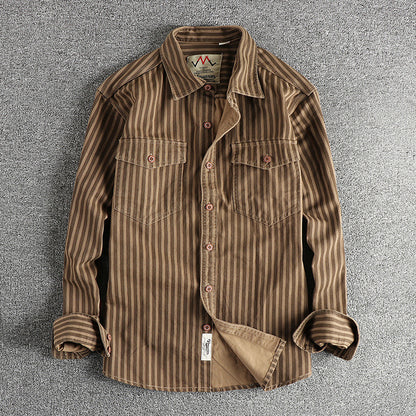 Gordon – Men's Retro Striped Long-Sleeved Shirt
