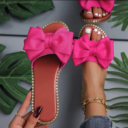 Gillian – Rhinestone Bowknot Flat Slippers for Women