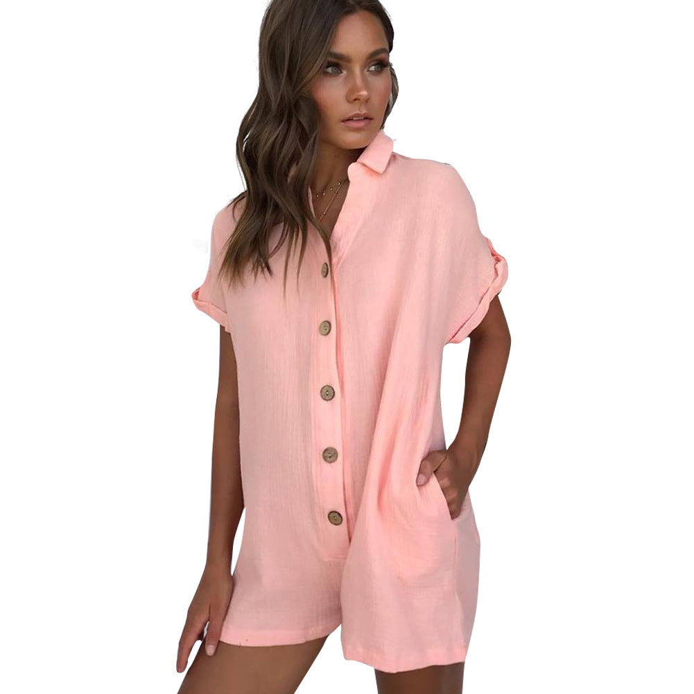 Natasha – Women's Polo Collar Button-Up Jumpsuit