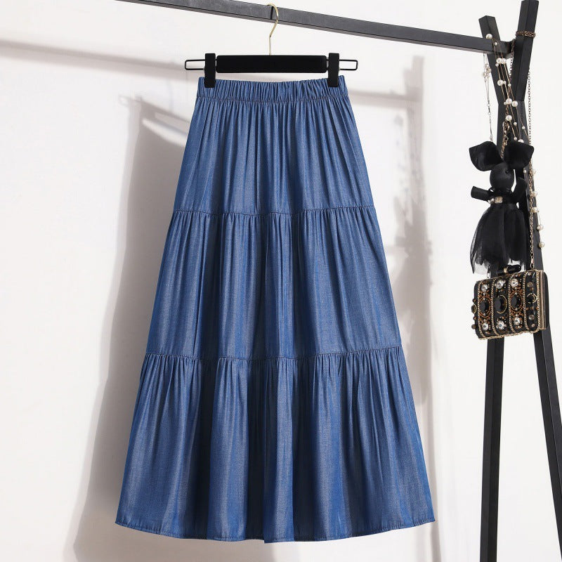 Abigail – Mid-Length Tencel Skirt with Elastic Waist