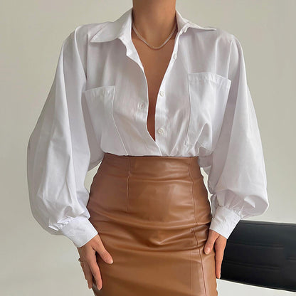 Amy – Casual Polo Collar Batwing Sleeve Top