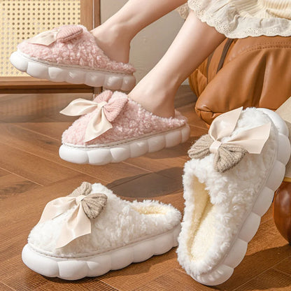 Anne – Cozy Plush Slippers with Bow