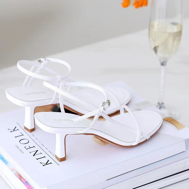 Summer Stiletto Heel Buckle Strap High Heels Sandals