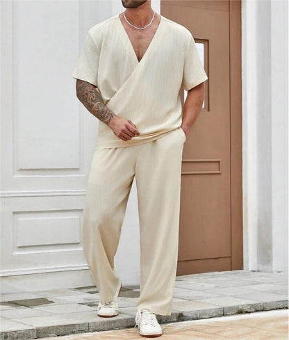 Lewis – Casual Men's Short-Sleeved Suit in Solid Color