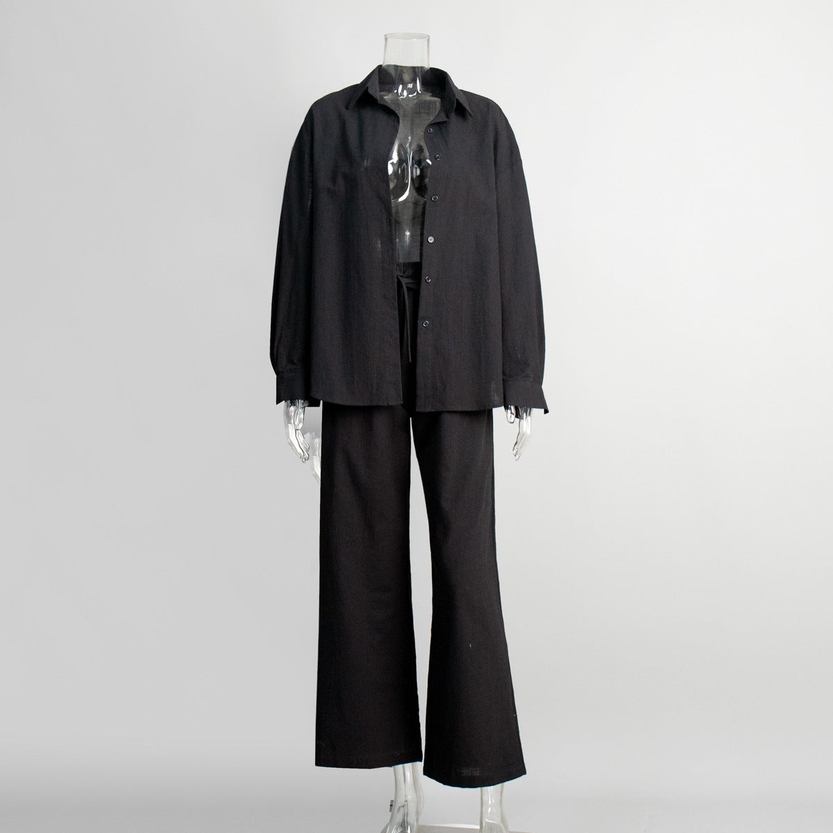 Deborah – Loose Cotton Shirt and Trousers Set with Long Sleeves