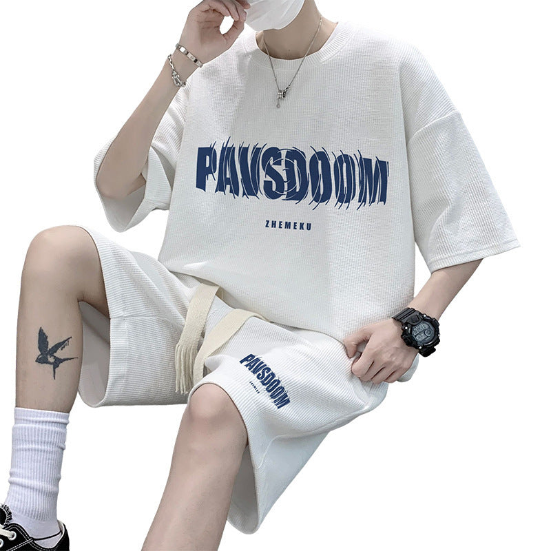 Anthony – Men's Waffle T-shirt with Casual Sports Shorts
