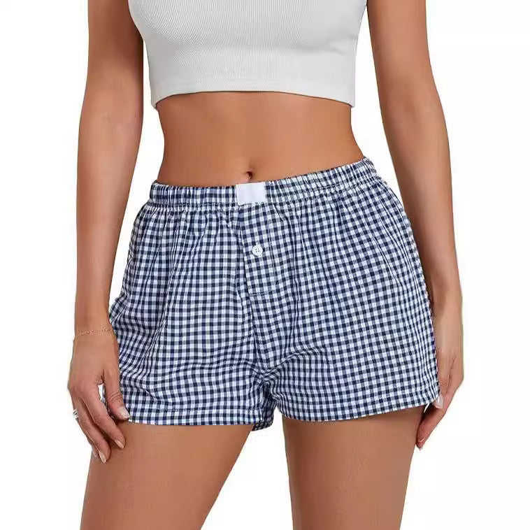 Michelle – Casual Plaid Beach Shorts