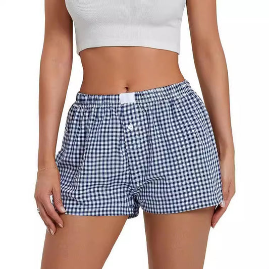 Michelle – Casual Plaid Beach Shorts