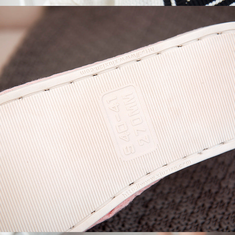 Tara – Striped Linen Slippers