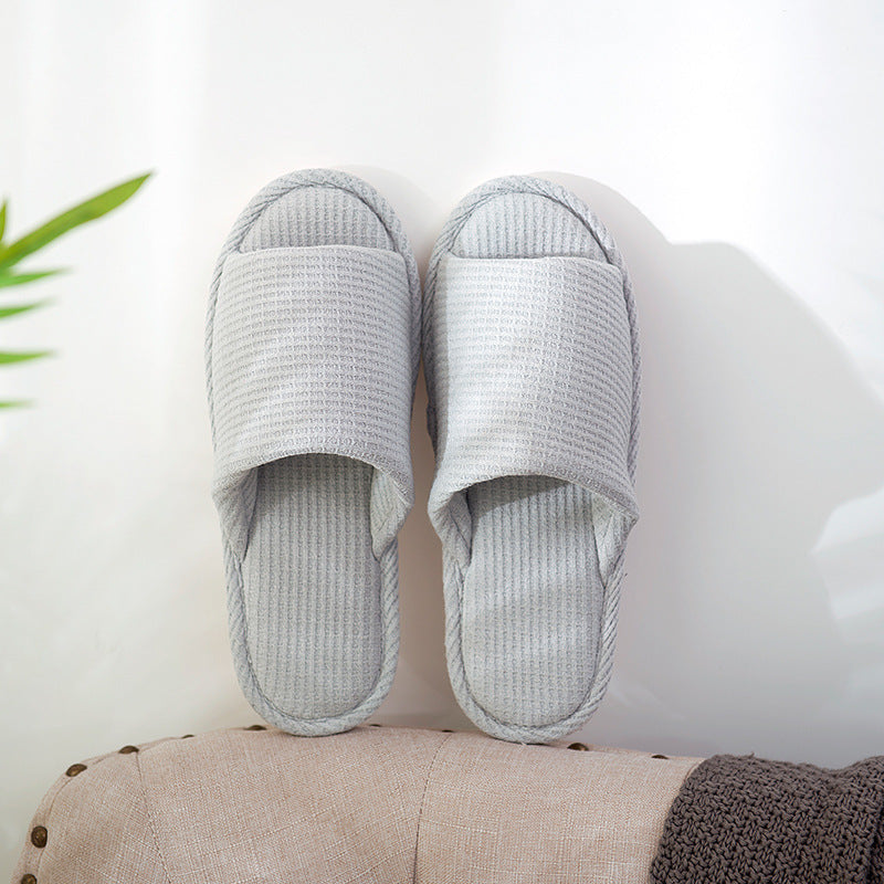 Tara – Striped Linen Slippers