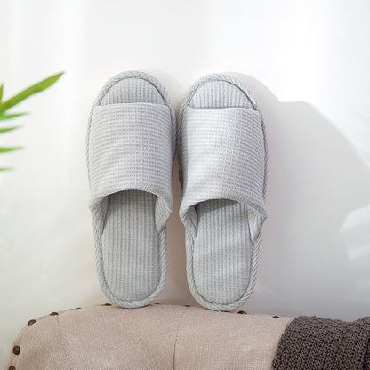 Tara – Striped Linen Slippers