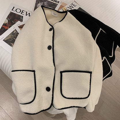 Rose – Khaki Round Neck Vegan Wool Coat