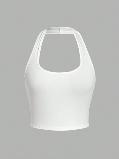 Jade – Cropped Halter Neck Slim Fit Tank Top