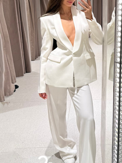Tara – Elegant Women's Suit Jacket & High Waist Pants Set