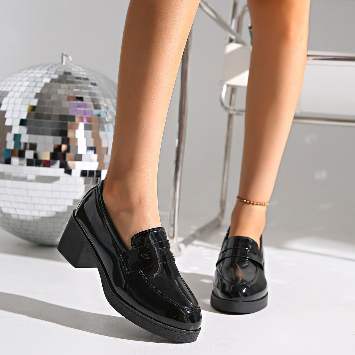 Lily – British Style Chunky Heel Platform Vegan Leather Shoes
