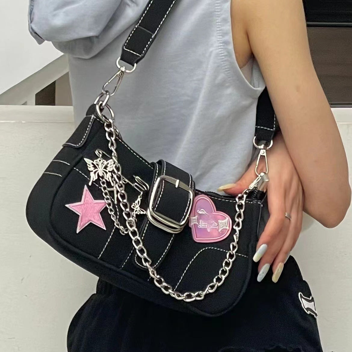 Leanne – High-end Heart Butterfly Y2K Spicy Girl Shoulder Bag