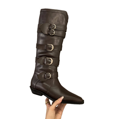 Melissa – Chunky Heel Pointed Brown Boots