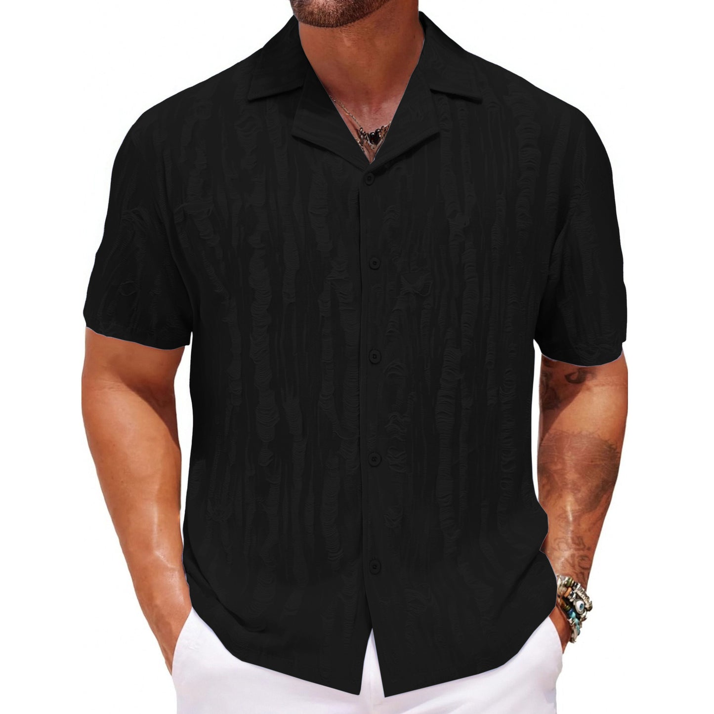 Trevor – Men's Loose Summer Shirt with Cuban Collar
