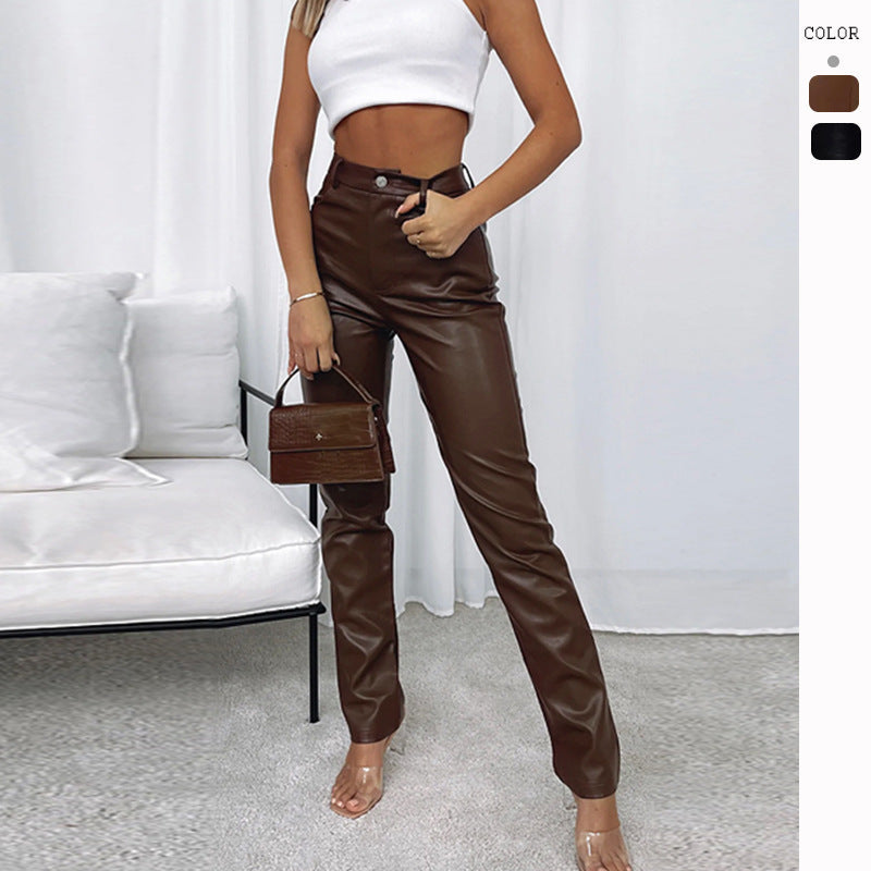 Claire – High Waist Vegan Leather Trousers