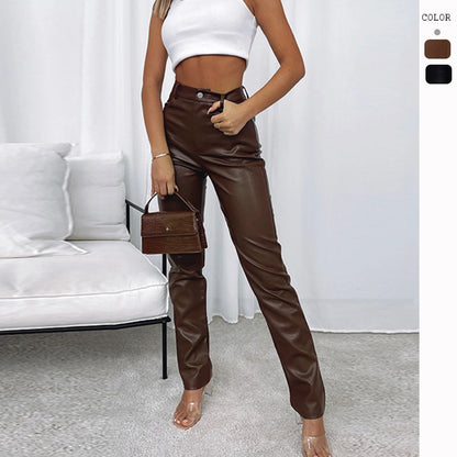 Claire – High Waist Vegan Leather Trousers